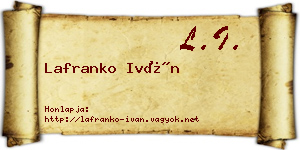 Lafranko Iván névjegykártya